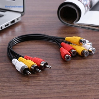 [ElectronicMall01.th] อะแดปเตอร์สายเคเบิลแจ็ค 3RCA ตัวผู้ เป็น 6RCA ตัวเมีย 25 ซม. สีดํา