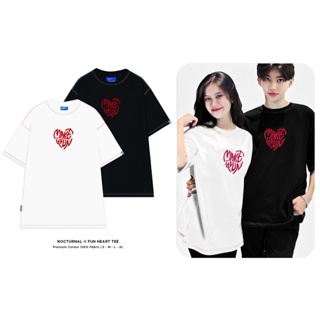 【2023】Nacturnal Fun Heart Tee 100% Cotton T-Shirt Unisex Wide Sleeve  Local Brand