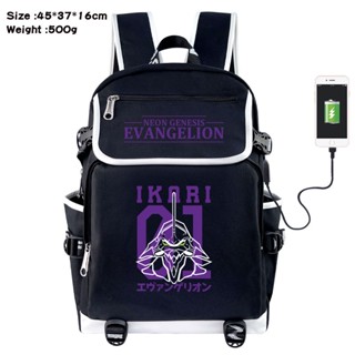 นีออน Genesis Evangelion นักเรียน ซิป ความจุขนาดใหญ่ อินเตอร์เฟซ Usb ผ้าใบ เยาวชน กระเป๋าเดินทาง การ์ตูน กระเป๋านักเรียน ของขวัญ