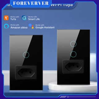 WiFi Intelligent Plot Touch Switch แผงกระจกมาตรฐานบราซิล 20A fore