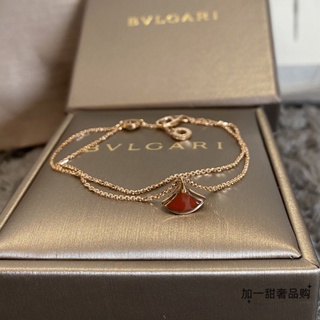 Bvlgari/bvlgari DIVAS DREAM Series สร้อยข้อมือ จี้ใบพัด ขนาดเล็ก สีโรสโกลด์ สีแดง