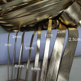 แถบหนัง pu เลเซอร์ สีทอง 5 มม.