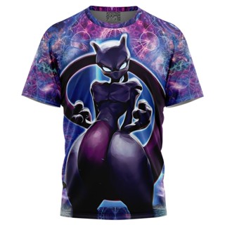 เสื้อยืด พิมพ์ลายโปเกม่อน Trippy Cosmic Mewtwo