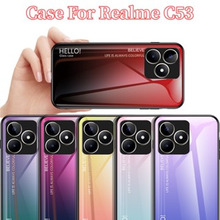 เคสโทรศัพท์มือถือกระจกนิรภัย แบบแข็ง กันกระแทก หลากสี สําหรับ Realme C53 2023 RealmeC53 4G Realme C 53 53C