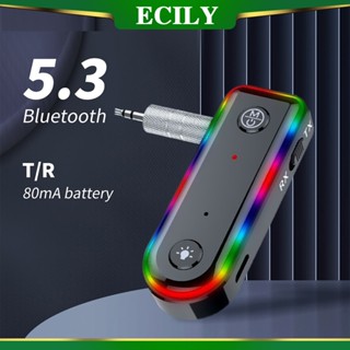 Ecily อะแดปเตอร์รับส่งสัญญาณไร้สาย แจ็ค AUX 3.5 มม. บลูทูธ 5.3 สําหรับลําโพงรถยนต์