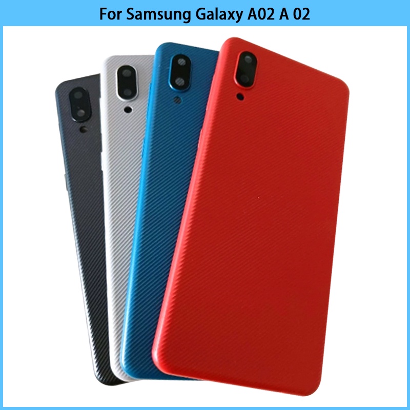 ใหม่สําหรับ Samsung Galaxy A02 A02 แบตเตอรี่พลาสติกฝาหลัง A02 ด้านหลังแบตเตอรี่กรณีแชสซีเลนส์กล้องเปลี่ยน
