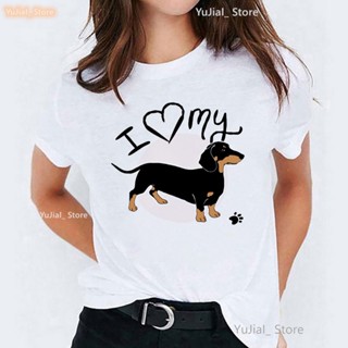 เสื้อยืด พิมพ์ลาย Just A Girl Who Loves Dachshunds Shih Tzu Golden Retriever Pomeranian สําหรับผู้หญิง