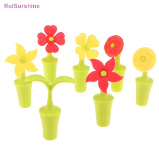 Ruisurshine จุกปิดขวดไวน์ ซิลิโคน ลายดอกไม้ กันรั่ว อุปกรณ์เสริม