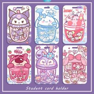 เคสพวงกุญแจ ลายการ์ตูน Kuromi MyMelody Cinnamoroll พร้อมสายคล้อง สําหรับบัตรเครดิต บัตรประจําตัว รถบัส รถไฟใต้ดิน สํานักงาน [CAN]