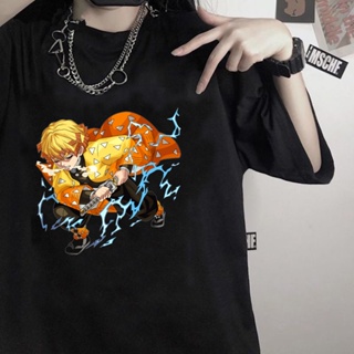 S-5XL เสื้อยืด พิมพ์ลายกราฟิกการ์ตูนอนิเมะ Demon Slayer Zenitsu น่ารัก สไตล์ฮิปฮอป สําหรับผู้ชาย และผู้หญิง