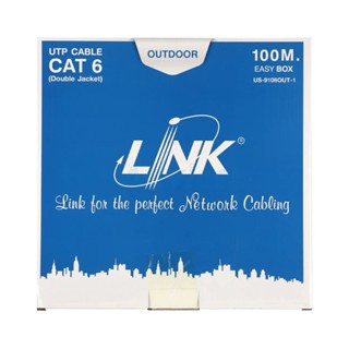 LINK US-9106OUT-1 สายแลน CAT 6 UTP PE OUTDOOR 23 AWG (Double Jacket) Black 100 M./Easy