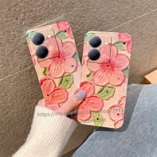 พร้อมส่ง เคสโทรศัพท์มือถือแบบนิ่ม กันกระแทก ลายดอกไม้ สไตล์เรโทร สําหรับ VIVO Y36 4G 5G Y02T Y02A เคส Phone Case