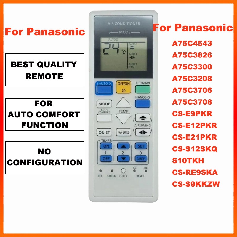ใหม่ รีโมตคอนโทรลเครื่องปรับอากาศ สําหรับ Panasonic A75C4543 A75C3826 CWA75C4762 CS-E9PKR CS-E12PKR CS-E21PKR S10TKH CS-S12SKQ CS-S9KKZW CS-RE9SKA
