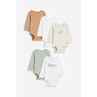 H&amp;M บอดี้สูทแขนยาวแพ็ก 5 ตัว Girl 5-pack long-sleeved bodysuits 0880118_2