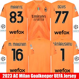 เสื้อกีฬาแขนสั้น ลายทีมชาติฟุตบอล Ani 2022-2023 AC Milan Goalkeeper Jersey Mirante Maignan Devis Tatarusanu พลัสไซซ์