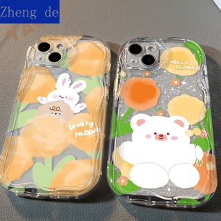 ใหม่ เคสโทรศัพท์มือถือแบบนิ่ม กันกระแทก กันรอย ลายดอกไม้ หมี คลื่น สามมิติ สําหรับ Iphone 1112 8 xsmax plus 14pro 137 2OOQ