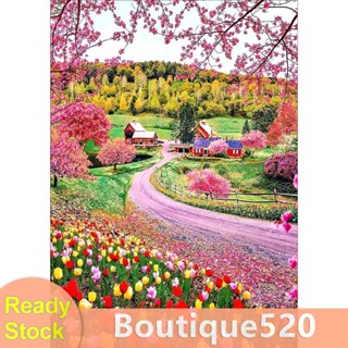 Au [boutique520.th] ภาพวาดปักเพชร พลอยเทียม ทรงกลม ลายสวน 5D DIY สําหรับตกแต่ง [boutique520.th]