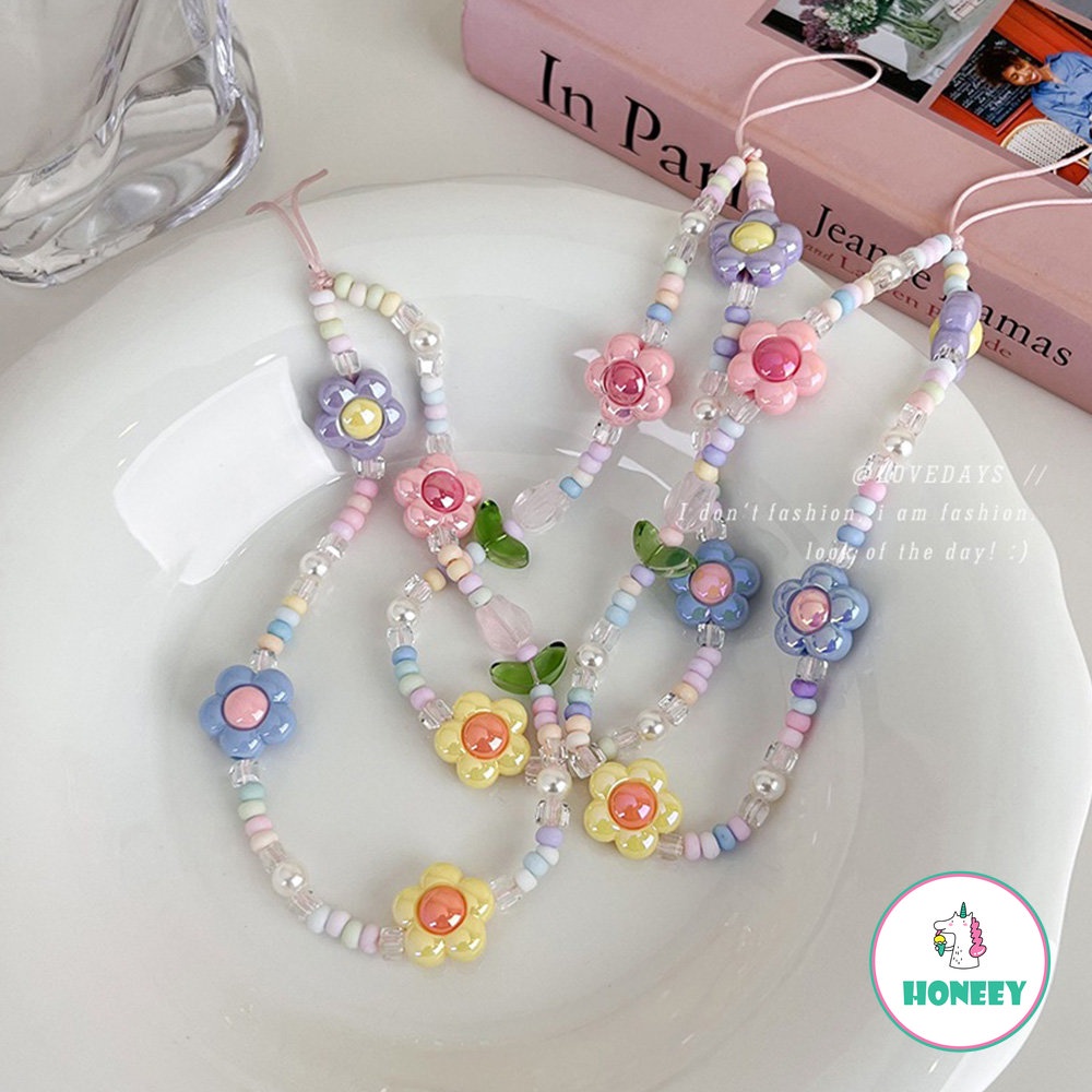 เครื่องประดับ สายคล้องโทรศัพท์มือถือ จี้ดอกทิวลิปน่ารัก ป้องกันการสูญหาย แฟชั่นสําหรับผู้หญิง