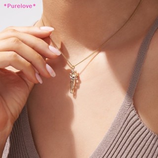 Purelove&gt; ใหม่ สร้อยคอ จี้รูปหัวใจ แฟชั่นคู่รัก สําหรับผู้หญิง