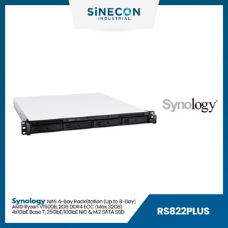 Synology เครื่องจัดเก็บเครือข่าย NAS รุ่น RS822+ | 4-Bay RackStation, AMD Ryzen V1500B, 2GB DR4 ECC