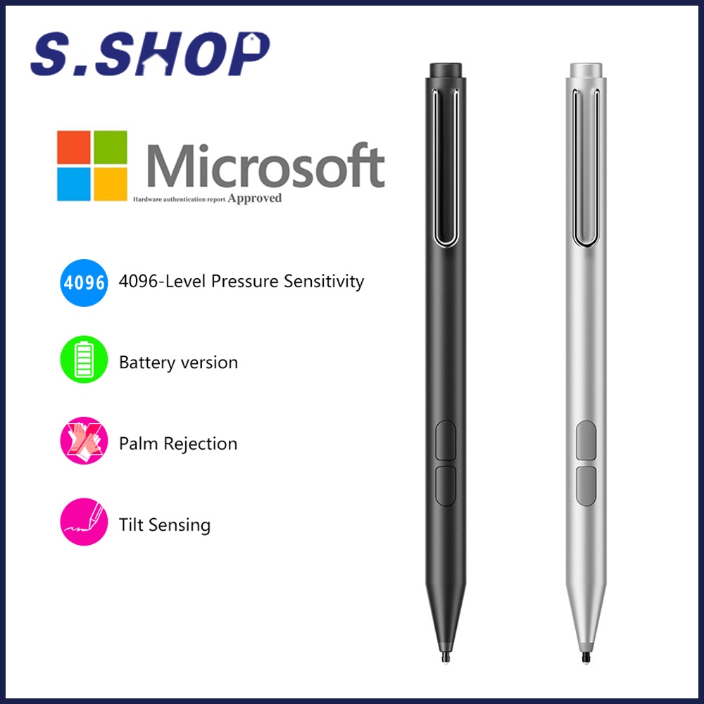 Surface Pen ปากกาสไตลัสที่มีการปฏิเสธฝ่ามือ 1024/4096 ความไวต่อแรงกด MPP1.51/02.0 Protocol สําหรับ Microsoft Surface Pro8/9 Go 2