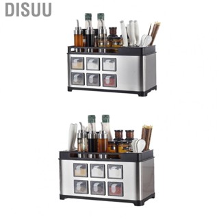 Disuu Spice Box Rack Stainless Steel Multifunctional Seasoning Bottle Holder Brush Jar  Storage Organizer for Kitchen Counter