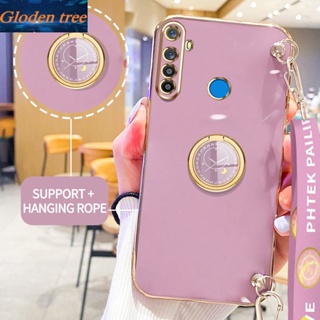 เคสโทรศัพท์มือถือ ลายต้นไม้ Gloden พร้อมขาตั้ง และสายคล้อง สําหรับ Realme 5 Pro Realme 5i 5S 6i C3 C3i Realme Narzo 10 10A 20A