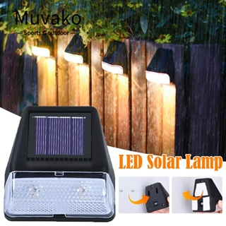 MUVAKO โคมไฟติดผนัง LED พลังงานแสงอาทิตย์ พลาสติก สีขาวอบอุ่น ทนทาน ติดตั้งง่าย สีดํา เพื่อความปลอดภัย สําหรับบันได