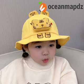 OCEANMAPDZ หมวกบังแดดลําลอง ผ้าฝ้าย ป้องกันรังสียูวี ลายการ์ตูนหมีน่ารัก เหมาะกับฤดูร้อน สําหรับเด็ก|หมวกบักเก็ต สําหรับเด็ก