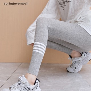 [springevenwell] กางเกงเลกกิ้ง เอวสูง ผ้ายืด สีเทา สําหรับเล่นโยคะ พร้อมส่ง