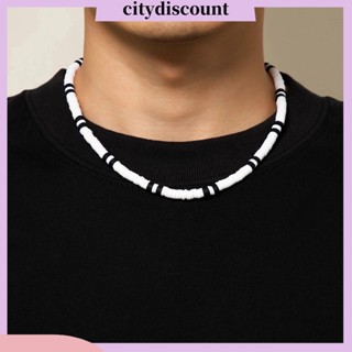 &lt;citydiscount&gt; สร้อยคอ ลูกปัดดินโพลิเมอร์ สีดํา สีขาว เครื่องประดับแฟชั่น สไตล์โบฮีเมียน สําหรับผู้ชาย