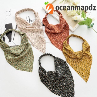 OCEANMAPDZ ที่คาดผม แบบยืดหยุ่น น่ารัก ผ้าพันคอผู้หญิง ผ้าพิมพ์ลายดอกไม้ เครื่องประดับผม