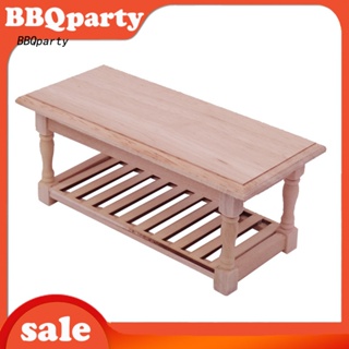 &lt;BBQ&gt; โมเดลโต๊ะน้ําชาไม้เปล่า ขนาดเล็ก 1/12 DIY สําหรับตกแต่งบ้านตุ๊กตา