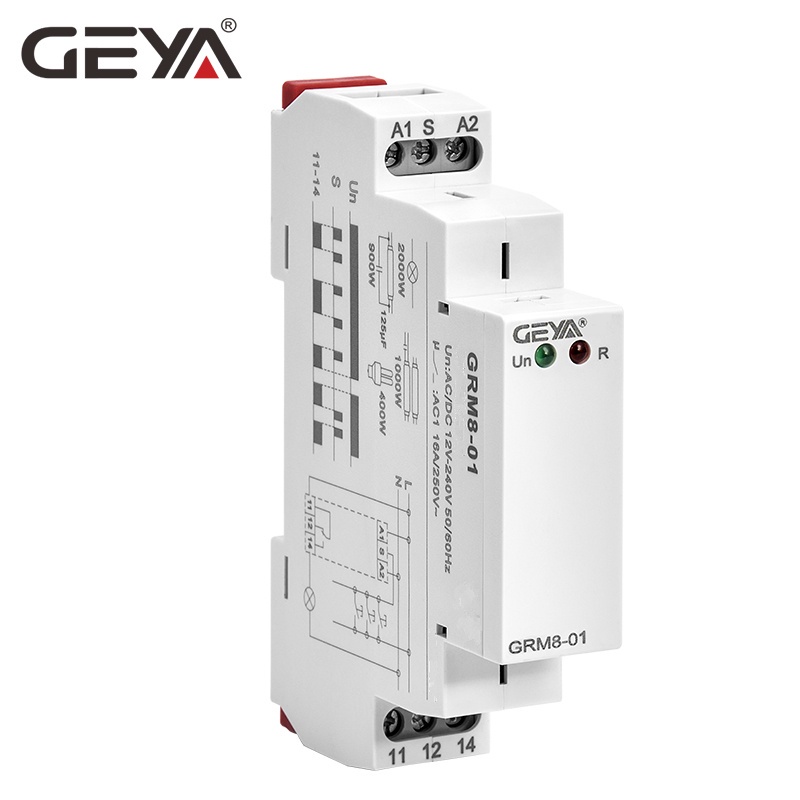 GEYA GRM8 อิเล็กทรอนิกส์ Latching รีเลย์หน่วยความจํารีเลย์ Impulse SPDT 16A ขั้นตอนรีเลย์ AC/DC12-240V