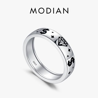 Modian แหวนเงินแท้ 925 ประดับเพชร สไตล์พังก์ วางซ้อนกันได้ เครื่องประดับ สําหรับผู้หญิง