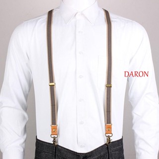 DARON Suspenders คลิปตะขอแขวนกางเกง แบบยืดหยุ่น 3 ตะขอ สีพื้น สําหรับผู้ชาย และผู้หญิง