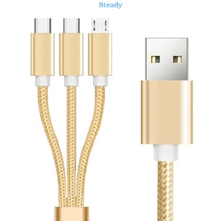 Steady 3 in 1 สายชาร์จแยก USB เป็น Micro USB Type C หลายช่อง