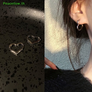 Peacellow ต่างหูเงิน ทรงเรขาคณิต หัวใจ ขนาดเล็ก เรียบง่าย กันแพ้ ของขวัญ สไตล์เกาหลี สําหรับผู้หญิง 1 คู่