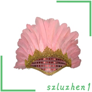 [Szluzhen1] ผ้าโพกศีรษะ ประดับขนนก อุปกรณ์เสริม สําหรับตกแต่งเวที เทศกาล