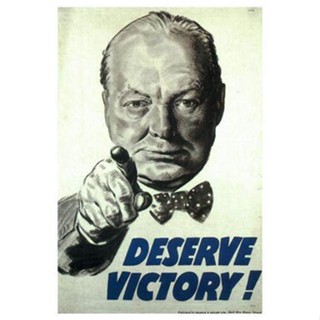 โปสเตอร์ผ้าไหม ลาย Deserve Victory Winston Churchill Uk 1945 ขนาด 24x36 นิ้ว สไตล์วินเทจ สําหรับตกแต่งบ้าน