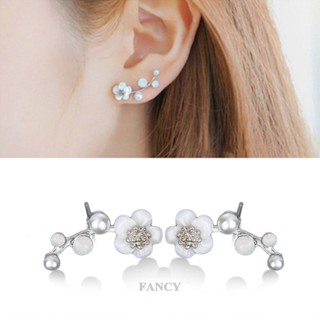 Fancy ต่างหูสตั๊ด เงินสเตอร์ลิง 925 จี้รูปดอกเดซี่ เครื่องประดับ สําหรับผู้หญิง