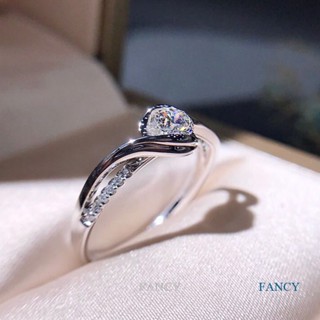 Fancy ใหม่ แหวนเงินแท้ 925 ประดับเพทาย รูปหัวใจ และลูกศร สําหรับผู้หญิง