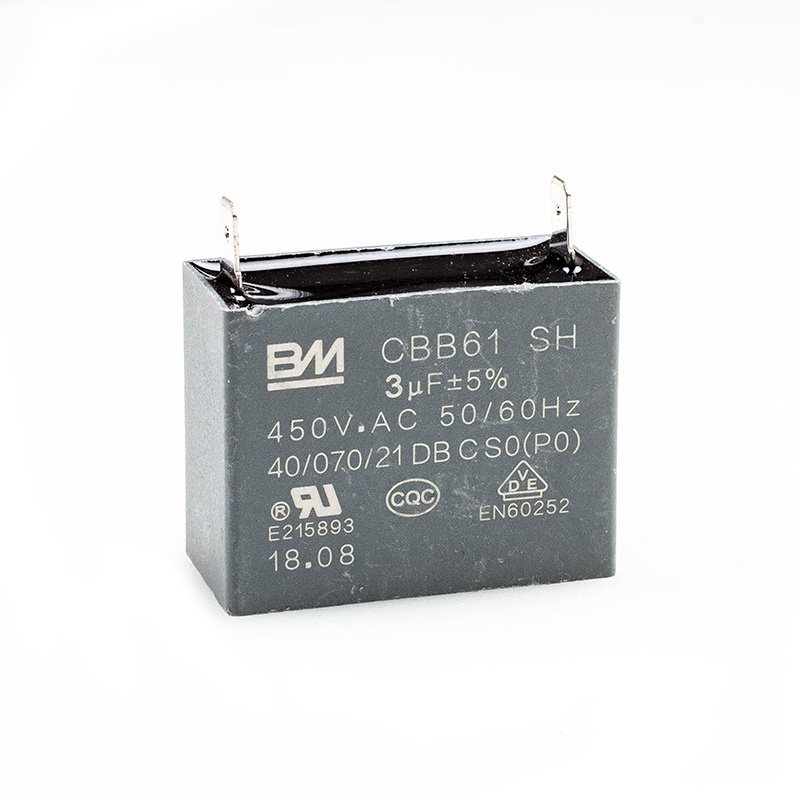 BM 3uF 450V AC 2-Terminal 2Pin CBB61 สําหรับมอเตอร์พัดลม Mini Split Capacitor