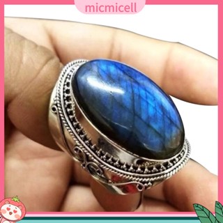 Mic_ แหวนหมั้น ประดับเทอร์ควอยซ์เทียม สไตล์เรโทร ของขวัญคริสต์มาส สําหรับผู้ชาย