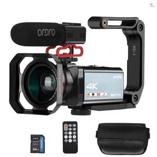 {fash} Ordro HDR-AX10 กล้องบันทึกวิดีโอดิจิทัล 4K WiFi DV 3.5 นิ้ว IPS แผงสัมผัส 30MP ซูม 30X ตรวจจับใบหน้า IR เวอร์ชั่นกลางคืน ป้องกันการสั่นไหว พร้อมรีโมตคอนโทรล