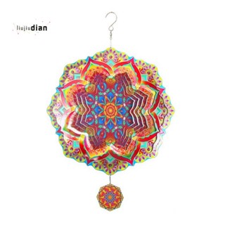 Mandala Wind Spinner กระดิ่งลม โลหะสเตนเลส หมุนได้ 3D หรูหรา สําหรับแขวนตกแต่งสวน กลางแจ้ง 1 ชิ้น