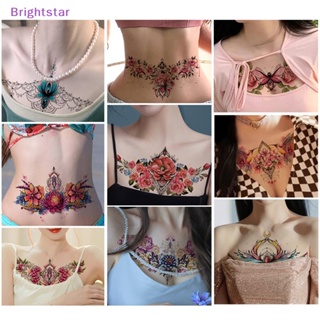 Brightstar สติกเกอร์รอยสักชั่วคราว ลายดอกไม้ กันน้ํา สําหรับผู้หญิง