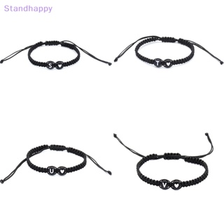 Standhappy สร้อยข้อมือเชือกถัก แฮนด์เมด ลายตัวอักษร 26 ตัว ปรับได้ สําหรับผู้หญิง และผู้ชาย