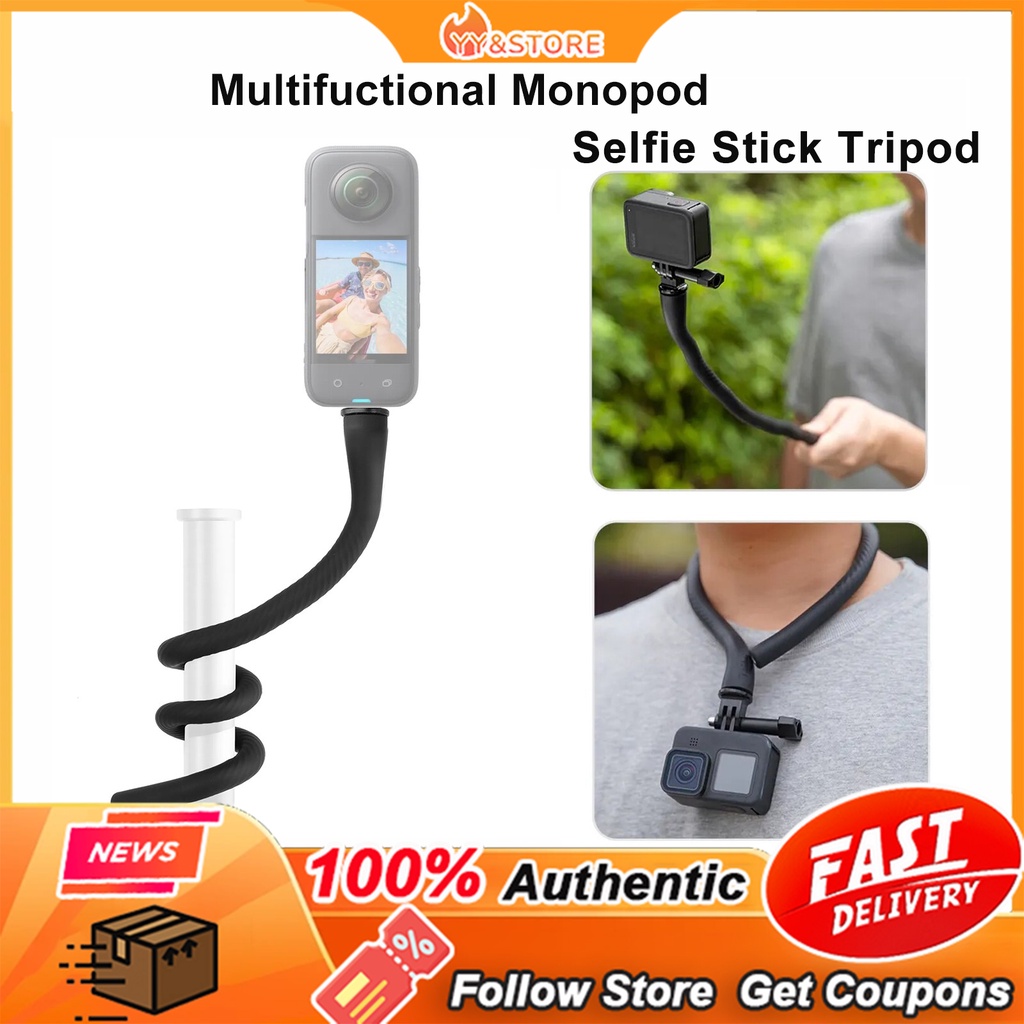 Ready shippingMonkey Tail Mount ยืดหยุ่น Bend Multifuctional Monopod Selfie Stick ขาตั้งกล้องสําหรับ Insta360 X5 X4 X3 One X2 Rs Gopro 9 11 8 กล้อง