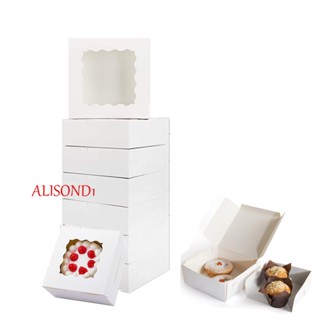 ALISOND1 กล่องพาย คุกกี้ ขนม คัพเค้ก บิสกิต เค้ก สีขาว